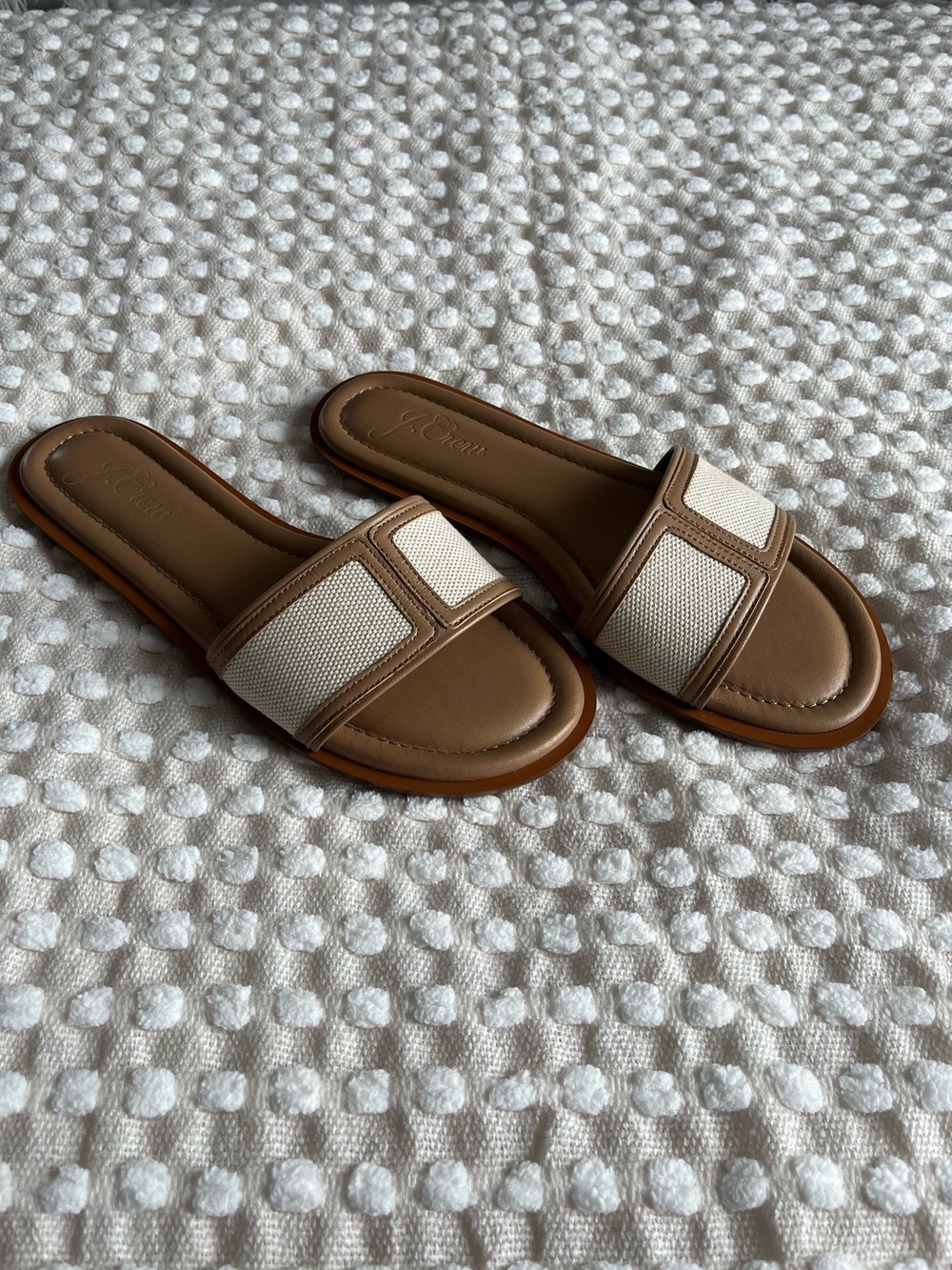 J. Crew  Canvas & Vegan Leather Slide Sandals